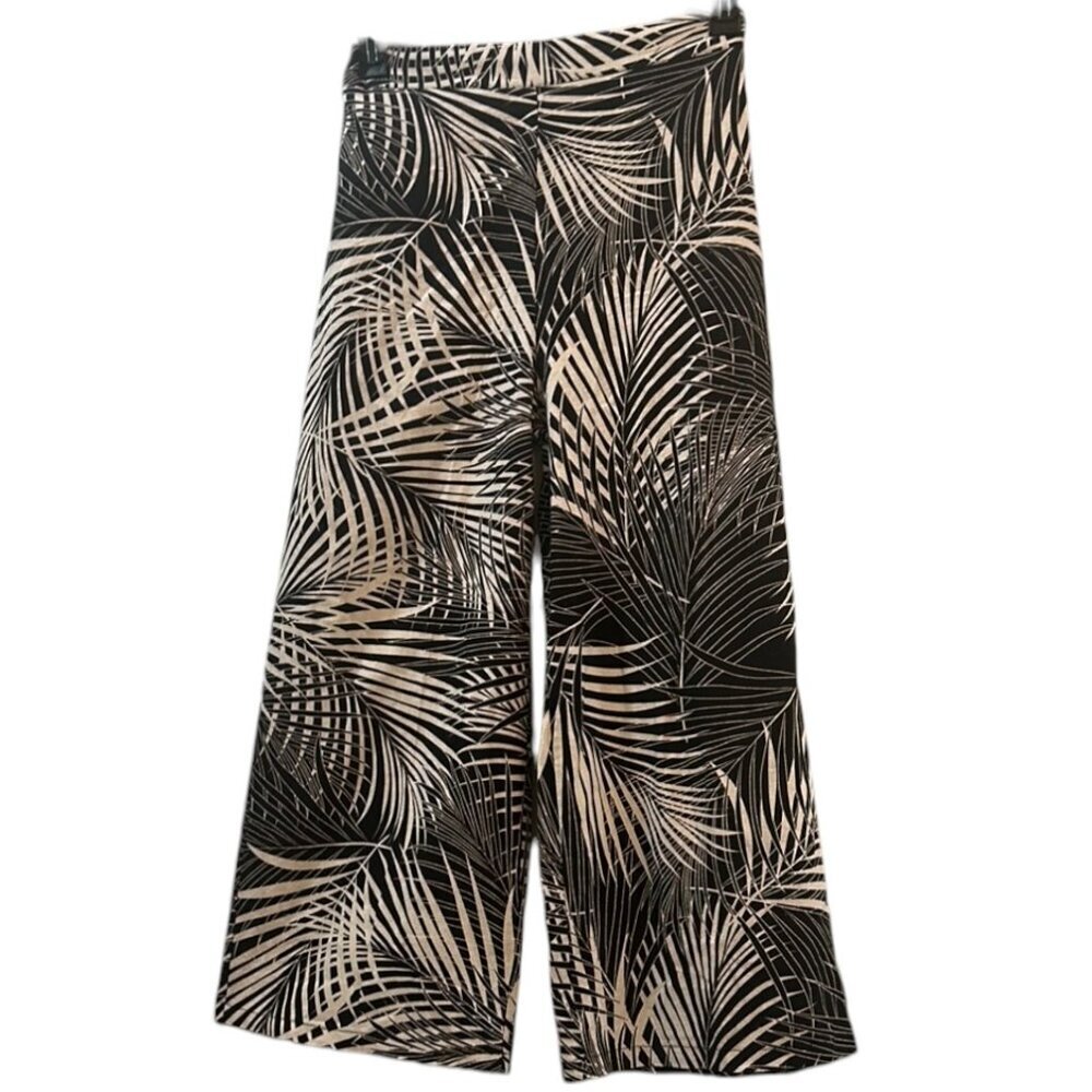 Haver Blair Tropical Wide Leg Linen Pants Black White Size M